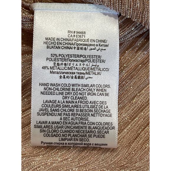 BCBGMAXAZRIA Sparkle Sheer Rose Pink Turtleneck Top Women's Size S Holiday Glam - Picture 8 of 11